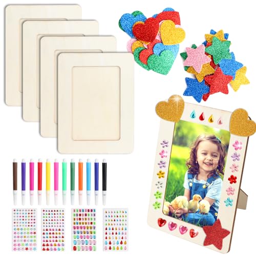 MOSTFUN 4 Stück DIY Holz Bilderrahmen Set, 19x14 cm Kinder Bilderrahmen mit Selbstklebende Glitzersteine Glitter Sticker Bunte Stifte, Kreativität Fotorahmen für Kindergeburtstag Geschenke MOSTFUN 4 Stück DIY Holz Bilderrahmen Set, 19x14 cm Kinder Bilderrahmen mit Selbstklebende Glitzersteine Glitter Sticker Bunte Stifte, Kreativität Fotorahmen für Kindergeburtstag Geschenke von MOSTFUN