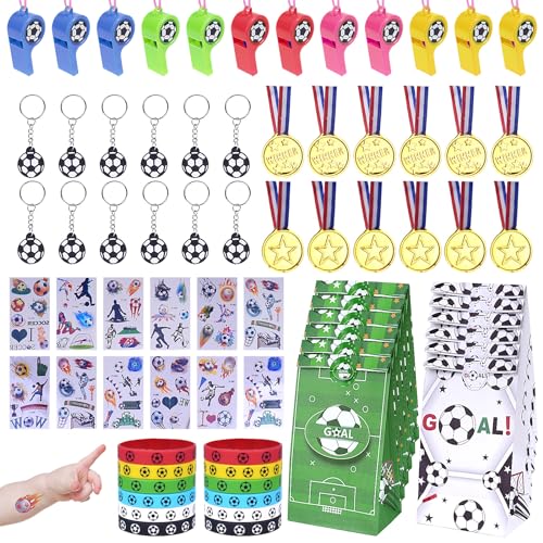MOSTFUN 72 Stück Fußball Party Mitgebsel Kinder, Fussball Mitgebsel Jungen Kindergeburtstag mit Schlüsselanhänger Silikonarmband Trillerpfeife Tattoo Aufkleber Trophäen Geschenktüte Fußballparty Deko MOSTFUN 72 Stück Fußball Party Mitgebsel Kinder, Fussball Mitgebsel Jungen Kindergeburtstag mit Schlüsselanhänger Silikonarmband Trillerpfeife Tattoo Aufkleber Trophäen Geschenktüte Fußballparty Deko von MOSTFUN