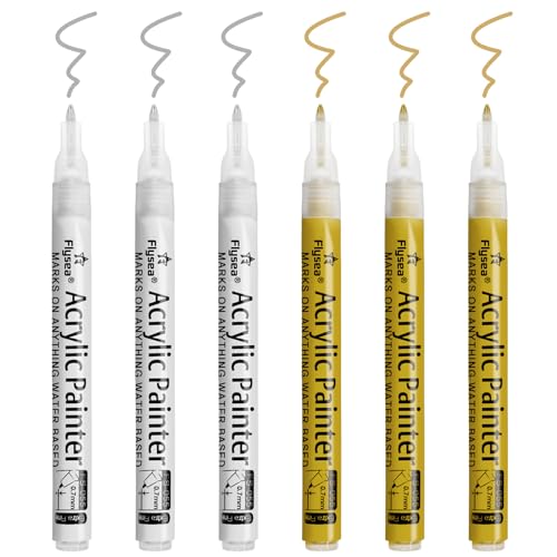 MOSTFUN Gold Silber Acrylstifte, 6Pcs 0,7 mm Acrylstifte Marker Stifte Permanent Marker Stifte Wasserfest Stifte für Steine Holz Papier Glas Kunststoff Keramik Leder DIY Fotoalbum MOSTFUN Gold Silber Acrylstifte, 6Pcs 0,7 mm Acrylstifte Marker Stifte Permanent Marker Stifte Wasserfest Stifte für Steine Holz Papier Glas Kunststoff Keramik Leder DIY Fotoalbum von MOSTFUN