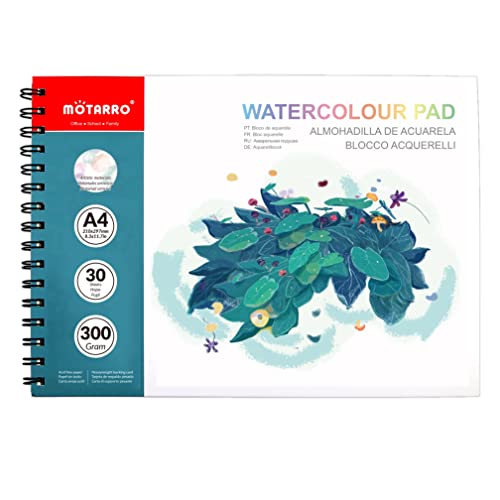 Spiralgebundenes Aquarellpapier-Skizzenbuch für Anfänger, Künstler und Profis, 29,7 x 21,1 cm, tragbare Größe, 300 g/m², 30 Blatt Spiralgebundenes Aquarellpapier-Skizzenbuch für Anfänger, Künstler und Profis, 29,7 x 21,1 cm, tragbare Größe, 300 g/m², 30 Blatt von MOTARRO