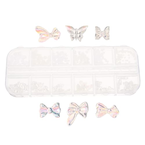 MOTHNUR 1 Schachtel Nagelcharms mit Perlen Schmetterling Schleifen Vielseitige Nail Art Dekoration DIY Zubehör für Kreative Nageldesigns Geeignet für Anfänger und Profis von MOTHNUR