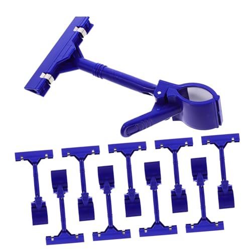 MOTHNUR 10 Stück Blaue Kunststoff T förmige Doppelseitige Schildhalter Clips für Preisschilder und Etiketten Flexibel Drehbar Langlebig für Einzelhandel und Schilderanzeigen von MOTHNUR