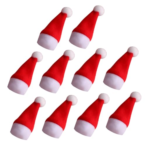 MOTHNUR 10 Stück Teiliges Mini Candy Weihnachtsmützen aus Vliesstoff Wiederverwendbare DIY Weihnachtsdeko für Lutscher Puppen und Festliche Tischdekoration Klassische Nikolausmützen für von MOTHNUR