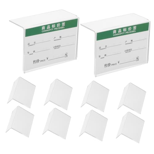 MOTHNUR 10 Stück Teiliges Selbstklebender Acryl Etikettenhalter Transparent Förmig Vielseitig Einsetzbar für Regale Preisschilder Bibliotheken Büros Shops und Supermärkte von MOTHNUR
