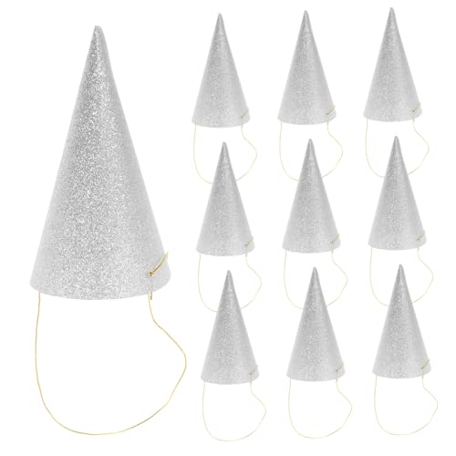 MOTHNUR 12 Stück Teiliges Glitzer Partyhüte Silber Mini Geburtstagskronen für Erwachsene mit Langem Band Königliches Design für Geburtstagsfeiern Hochzeiten Kostümpartys von MOTHNUR