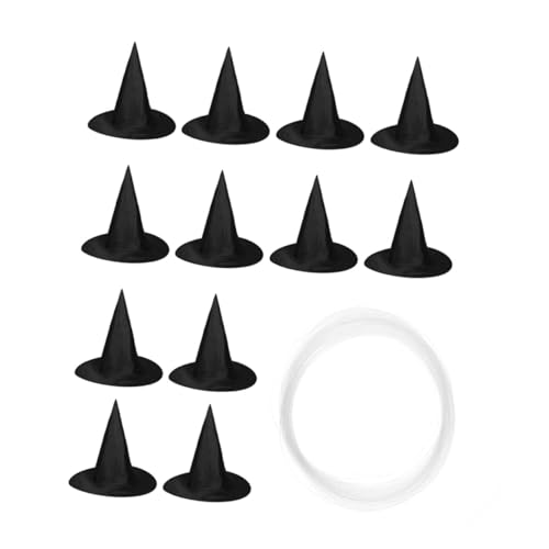 MOTHNUR 12 Stück Teiliges Halloween Hexenhut Aufhängen Leichte Stoff-hexenhüte mit Faltbarem Rand Dekoratives Hexenhut-accessoire für Halloween-party Innen Außenbereich Schwarz von MOTHNUR
