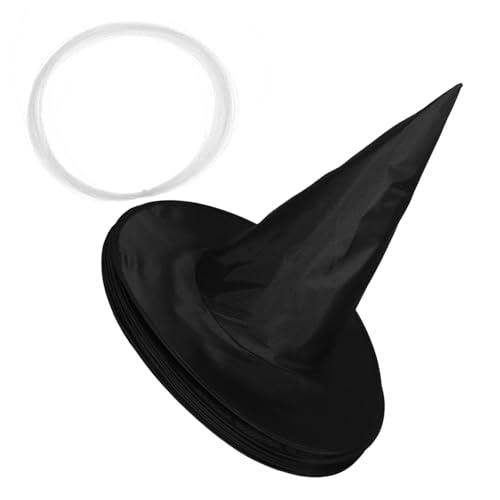 MOTHNUR 12 Stück Teiliges Halloween Hexenhut Dekorationsset Schwarze Hängende Hexenhüte aus Stoff mit Seil Schwebende Halloween Deko für Innen und Außen für Veranda Decke Garten und Party von MOTHNUR