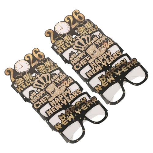 MOTHNUR 12 Stück Teiliges Year Party Brillen aus Papier Happy Year Eyewear mit Schwarzem und Goldenem Design Wiederverwendbare Foto-requisiten für Festliche Silvester-feiern und von MOTHNUR