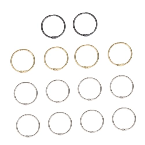 MOTHNUR 14 Stück Teiliges Metall buchringe Runde Binder Ringe in Gold Silber Schwarz Vielseitige Loseblatt verbinder für Ringordner Scrapbook Karten Praktische Heftringe für Büro und von MOTHNUR