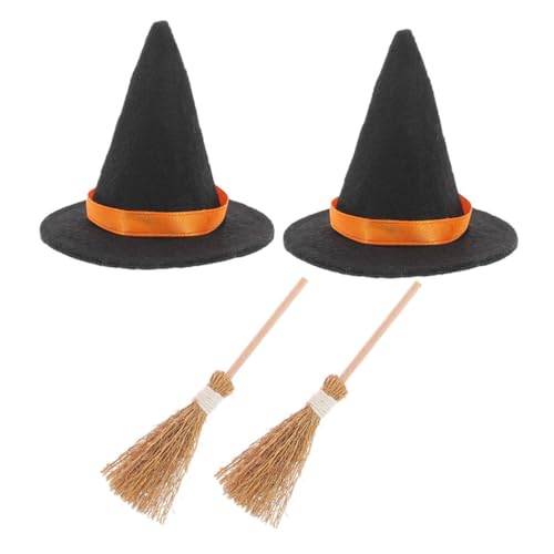 MOTHNUR 2 Sätze Halloween Miniatur Hexenhüte und Besen Teilig Mini Deko für Puppenhaus Bastelset für Halloween Party Lebendige Farben Einfache Handhabung Miniaturdekoration MOTHNUR 2 Sätze Halloween Miniatur Hexenhüte und Besen Teilig Mini Deko für Puppenhaus Bastelset für Halloween Party Lebendige Farben Einfache Handhabung Miniaturdekoration von MOTHNUR