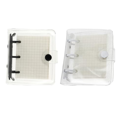 MOTHNUR 2 Sätze Tragbare Kleine Notizbücher mit Pvc ordner Transparent Mini Spiralring organizer Kariert Vielseitiges Haushalts journal Praktisch und Leicht für Schule und Alltag von MOTHNUR