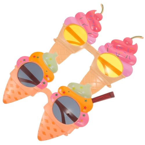 MOTHNUR 2 Stück Lustige Hawaii Party Brillen Leichte Kunststoff Sonnenbrillen mit Eiswaffel Design Stabile Foto Requisiten für Strand Luau Partys und Geburtstag von MOTHNUR