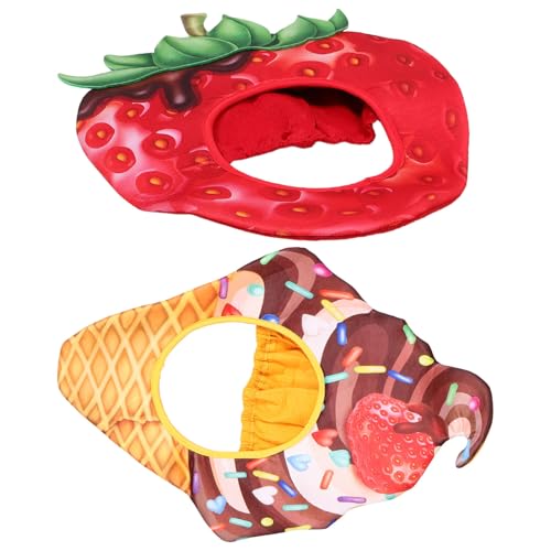 MOTHNUR 2 Stück Teiliges Plüsch Kostüm Hüte Erdbeere und Eiscreme Lustige Obstmotive Weiche Partyaccessoires für Erwachsene Halloween Cosplay Partykostüm-Accessoire Requisiten von MOTHNUR