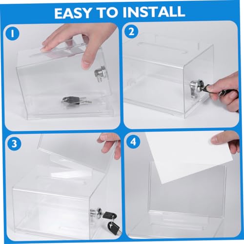 MOTHNUR 2 Stück Transparente Acrylbox Große Kapazität Visitenkartenbox aus Robustem Acryl und Metall Leicht und Langlebig Vielseitig Einsetzbar für Spenden Abstimmungen Messen und Büros von MOTHNUR
