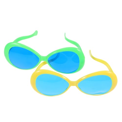 MOTHNUR 2 Stücke Tropische Lustige Sonnenbrillen Exaggerated Big Glasses für Hawaiianische Luau Partys Strand und Poolfeiern Foto Requisiten Gelb und Grün von MOTHNUR