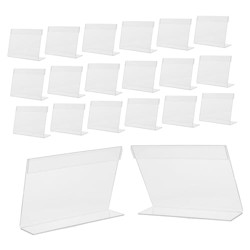 MOTHNUR 20 Stück Teiliges Acryl Schildhalter Förmiger Transparenter Preisschildhalter Bruchsicherer Klarer Platzsparendes Aufrechtes Design für Supermarkt Büro und Restaurant von MOTHNUR