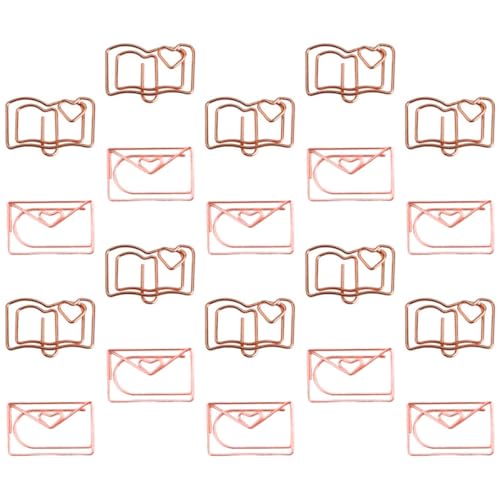 MOTHNUR 20 Stück Teiliges Kleine Praktische Büroklammern aus Rostfreiem Stahl in Buch Umschlagform Langlebige Papierklammern für Schüler Memo Fotos und Bürobedarf Roségoldfarben von MOTHNUR