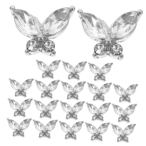 MOTHNUR 20 Stück Teiliges Schmetterling Nagel Charms Kleine Nail Art Dekorationen für Damen Maniküre Glänzende Schmucksteine für DIY Fingernägel und professionelles Nageldesign von MOTHNUR