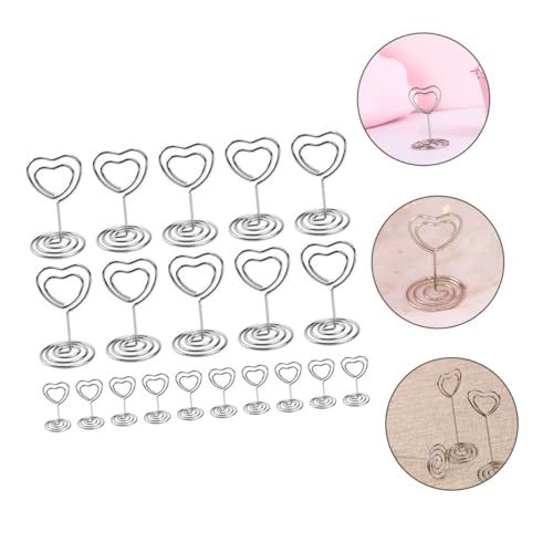 MOTHNUR 20 Stück Tischkartenhalter aus Metall mit Stabilem Sockel Memo Fotoclips für Hochzeit Party Tischdekoration Platzkartenhalter Silberfarbene Herzform Praktisch und Vielseitig von MOTHNUR