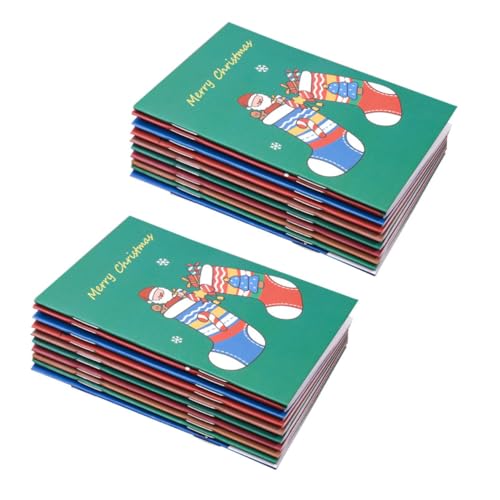 MOTHNUR 24 Stück Teiliges Weihnachts Notizblock Softcover Kreative Pocket Notebooks mit Gingerbread Mann Weihnachtsbaum Motiven Gemischt für Schule Büro Geschenkideen von MOTHNUR