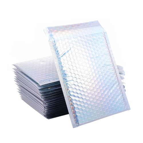 MOTHNUR 25 Stück Teiliges Holografisches Luftpolster Express Versandtaschen Selbstklebend Stoßfest Praktische Verpackung für Sicheren Transport von Geschenken und Paketen von MOTHNUR