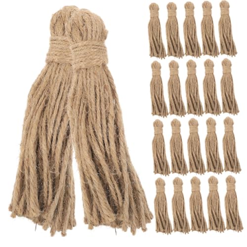 MOTHNUR 30 Stück Jute Quasten für DIY Basteln mit Holzperlen Rustikale Gelbe Jutequasten für Weihnachtsdeko Grobe Juteschnur für Girlanden Vielseitige Bastelmaterialien für Foto und von MOTHNUR