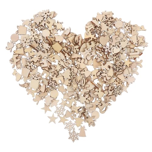 MOTHNUR 300 Stück Unvollendete Holzschmuckstücke für Weihnachten DIY Holzanhänger zum Bemalen Basteln und Dekorieren von Weihnachtsbaum Hochzeiten Partys und von MOTHNUR