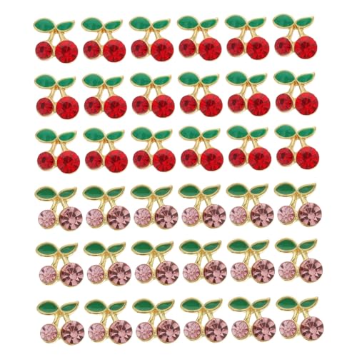 MOTHNUR 36 Stück Teiliges Nagel Schmuck Kirschförmige Nail Art Charms Nageldekorationen DIY Maniküre Zubehör für Stilvolle Auffällige Nageldesigns Geeignet für Profis und Heimgebrauch von MOTHNUR