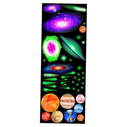 MOTHNUR 4 Blätter Luminous Planet Wandsticker Selbstklebend Leuchtende Sterne und Sonnensystem Wandtattoo Kinderzimmer Decken Dekoration Fluoreszierend PVC von MOTHNUR