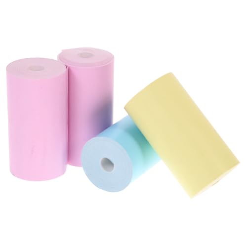 MOTHNUR 4 STÜCKE Bunte Thermopapierrollen Selbstklebend Wasserfest Kratzfest Bedruckbar für Thermodrucker Stickerpapier Papierrollen für Büro Restaurant Supermarkt von MOTHNUR