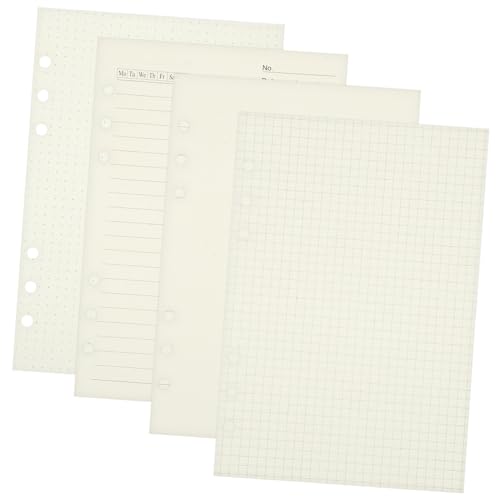 MOTHNUR 4 Stück Nachfüllpapier Dickes Kariertes Ringbuch Papier Nachfüllbare Notizbuch Einlagen Beschreibbar Kompatibel mit Planer und Binder Lange Nutzungsdauer von MOTHNUR