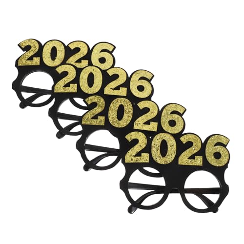 MOTHNUR 4 Stück Partybrillen mit Schwarzem Rahmen und Glitzerbesatz Kunststoffzahlenbrille für Silvester Abschlussfeier Fotorequisite und Festliche Anlässe von MOTHNUR