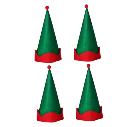 MOTHNUR 4 Stück Teiliges Weihnachts Elfenhut Grün Leichtes Party Accessoire Komfortabel und Robust für Weihnachtsfeiern Festliche Kostümierung und Unvergessliche Foto Momente von MOTHNUR