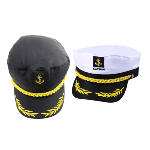 MOTHNUR 4 Stück Verstellbare Kapitänsmütze Matrosenhut Atmungsaktiv Leicht für Yacht Party Karneval Cosplay Erwachsene Damen Herren Klassisch von MOTHNUR