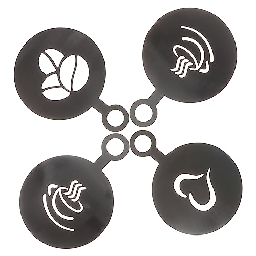 MOTHNUR 4 Teilige Kaffee Latte Form, Praktische Kaffee Schablonen, Wiederverwendbare Kaffee Schablonen, Kaffee Dekorations Schablone, Kaffee Vorlage, Kaffee Zubehör, Praktische Kaffee von MOTHNUR
