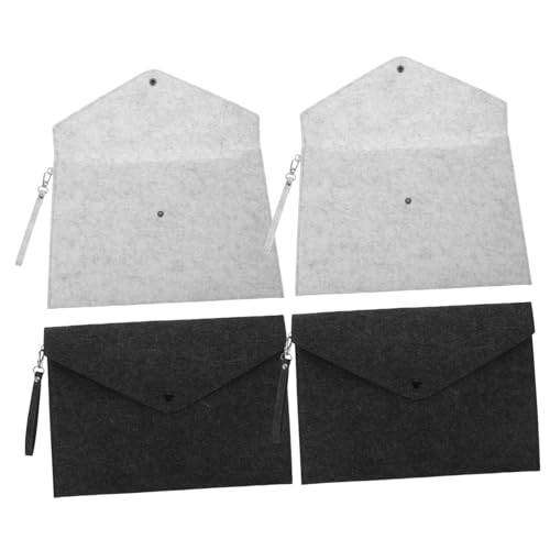 MOTHNUR 4 Teiliges Filz Dokumentenmappe Snap-verschließbare Filzmappe mit Schlaufe Robuste Filztasche in Dunkelgrau Tragbare Aktenmappe für Büro Schule und Geschäft Reißfest und von MOTHNUR