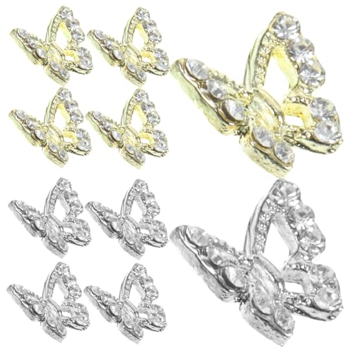 MOTHNUR 40 Stück Schmetterling Nail Charms aus Langlebiger Legierung mit Funkelnden Strasssteinen Glitzernde Nagelkunst Zubehör für Acrylnägel für Alltag Party und Hochzeit von MOTHNUR