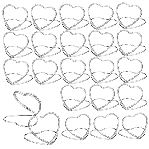 MOTHNUR 48 Stück Teiliges Herzförmiges Memo Clip aus Premium Carbonstahl Doppellagige Tischkartenhalter für Notizen Fotos und Tischnummern Silberfarbene Platzkartenhalter für Hochzeiten von MOTHNUR