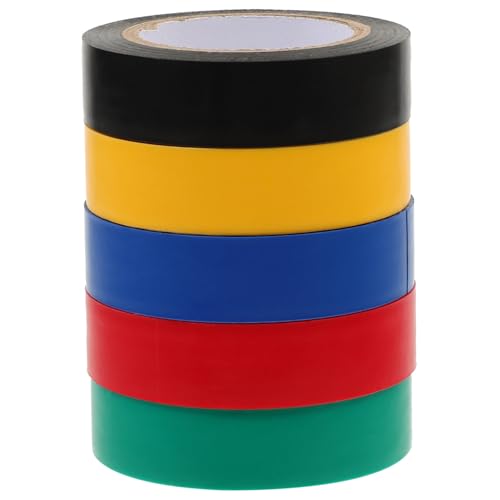 MOTHNUR 5 Rollen Elektrisches Isolierband Wasserfestes Flammhemmendes Pvc klebeband für Innenbereich Hochklebendes Elektro isolierband zur Kabelkennzeichnung und Reparatur von MOTHNUR