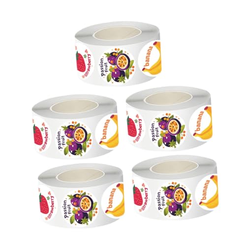 MOTHNUR 5 Rollen Obst Aufkleber Rund Selbstklebend mit Starker Haftung Bunte Früchte Etiketten für Geschenkverpackungen Versiegeln Mehrzweck Lebensmittelaufkleber Lehrer Belohnungssticker MOTHNUR 5 Rollen Obst Aufkleber Rund Selbstklebend mit Starker Haftung Bunte Früchte Etiketten für Geschenkverpackungen Versiegeln Mehrzweck Lebensmittelaufkleber Lehrer Belohnungssticker von MOTHNUR