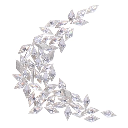 MOTHNUR 50 Stück Mini Prismatic Manicure kleine Nageledelsteine Nageljuwelen Nagelanhänger mit flacher Rückseite funkelnde Nagelcharme Kristallnagelzauber Nagelsteine flacher Bohrer Silber von MOTHNUR