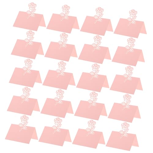 MOTHNUR 50 Stück Perlrosa Hochzeit Tischkarten mit Rosen Motiv Sitzplatzkarten für Party und Empfang Beschreibbare Namenskarten für Festliche Tischdekoration Organisierte Gästeanordnung von MOTHNUR