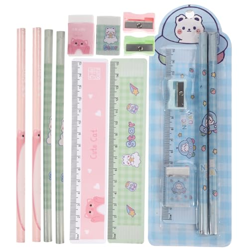 MOTHNUR 6 Sätze Teiliges Schul stationery Handlichen Anspitzern Einfachen Radiergummis und Lineal Kreatives Schreibset für Praktische Schreibtisch ausrüstung für Schule und Zuhause von MOTHNUR