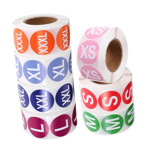 MOTHNUR 7 Rollen Kleidergrößen Aufkleber Selbstklebende Runde Größenetiketten Xs xxxl Je Bunte Kleidergrößenaufkleber aus Papier für Kleidung Einzelhandelsbedarf MOTHNUR 7 Rollen Kleidergrößen Aufkleber Selbstklebende Runde Größenetiketten Xs xxxl Je Bunte Kleidergrößenaufkleber aus Papier für Kleidung Einzelhandelsbedarf von MOTHNUR