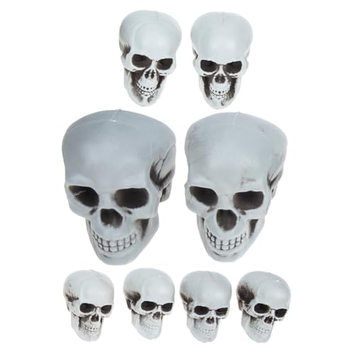 MOTHNUR 8 Stück Teiliges Halloween Totenkopf-deko Realistische Schädelmodelle in Verschiedenen Gruselige DIY Party Foto-Requisiten für Tisch Raumdekoration von MOTHNUR