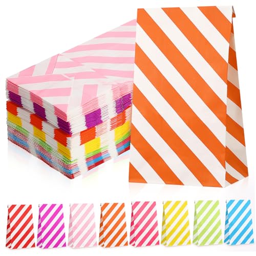 MOTHNUR 80 Stück Teiliges Kleine Bunte Papiertüten mit Flachem Mund Stabile Geschenktüten aus Reißfestem Papier für Party Süßigkeiten Popcorn Snacks Schmuck und Kleine Geschenke von MOTHNUR