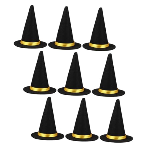 MOTHNUR 9 Stück Teiliges Halloween Mini Hexenhut Schwarze Filzhüte für Diy Basteln Flaschen und Partydekoration Wiederverwendbar Vielseitig Einsetzbar für Halloween Feier und von MOTHNUR