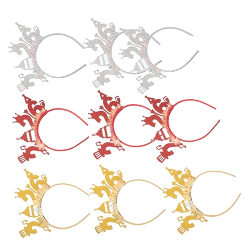 MOTHNUR 9 Stück Teiliges Happy Year Haarreif Festliche Haaraccessoires in Gold Rot Silber für Neujahrsfeiern Foto Requisiten und Partyveranstaltungen von MOTHNUR