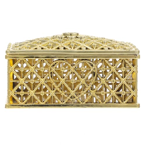 MOTHNUR Elegante Goldfarbene Schmuckschatulle Rechteckig mit Hohlraum design Vintage Elektroplattierung Luxuriöse Geschenkbox für Hochzeitszeremonien Partygeschenke und Geburtstagsfeiern von MOTHNUR
