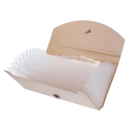 MOTHNUR Erweiterbare Fächermappe Fächer PP Material Wasserfest Dokumentenordner mit Elastischem Band und Bunten Beschriftungs Etiketten für Büro Schule Zuhause Khaki von MOTHNUR